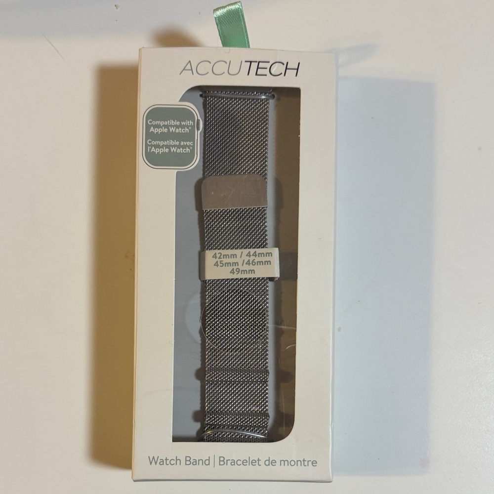AccuTech Silver Mesh Apple Watch Band